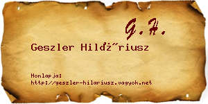 Geszler Hiláriusz névjegykártya